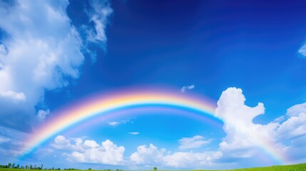 Poster - rainbow sky clouds sun