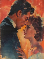 Wall Mural - Vintage classic love movie poster.