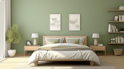 Canvas Print - bedroom green interior wall