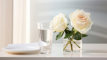 Canvas Print - setting roses table