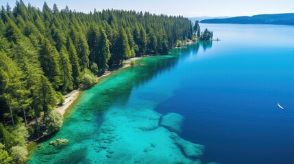 Canvas Print - lake blue green postcard