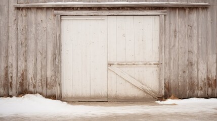 Wall Mural - wooden white barn door