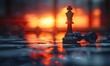 © Lucky Vision - Dramatic capture of a chessboard with one side's pieces in a checkmate position, symbolizing a decisive move and leadership in business strategy