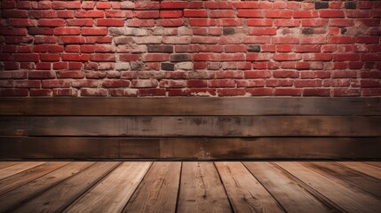 Poster - red brick wall with floor