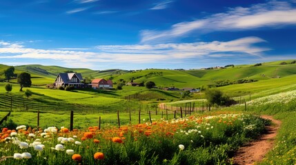 Wall Mural - fields landscape oranic farm