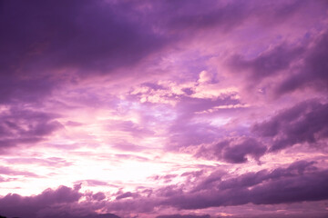 Wall Mural - dreamy purple sky background and sunlight with copy space