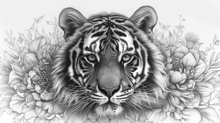 Tiger head in mandala. Abstract art.