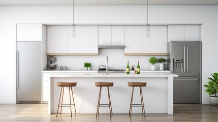 Sticker - sleek kitchen white background