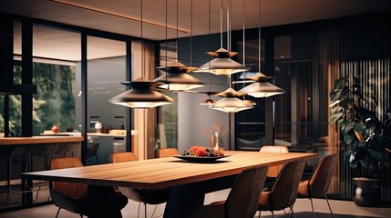 Poster - dining interior design pendant light