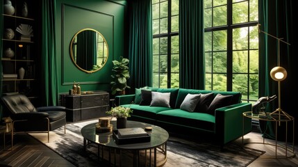 Canvas Print - design emerald green room