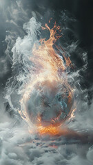 Wall Mural - A circle of fire in a white space