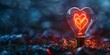 © AminaDesign - A heartshaped light bulb with a neon glow illuminating a dark background, creating a romantic atmosphere