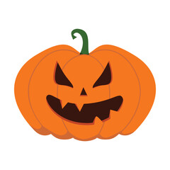 Sticker - Funny Halloween orange pumpkin - Jack o'lantern. Vector illustration isolated on a white background