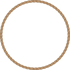 Wall Mural - round rope frame border, cut out, isolated with transparent background. vector illustration.