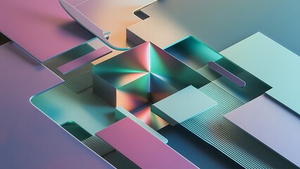 3d render, abstract holographic background. Simple modern wallpaper