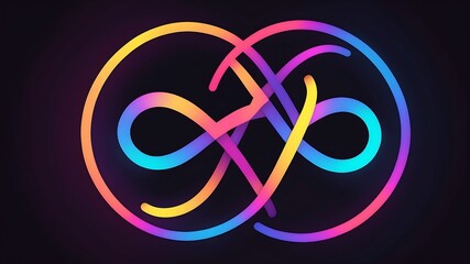 Wall Mural - Outline infinity sign neon the dark color gradient