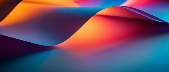vibrant, colorful abstract photograph showcasing a dynamic, folded paper with gradients of orange, p