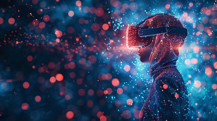 Wall Mural - mining cryptocurrency in virtual reality - illustration of blockchain networks