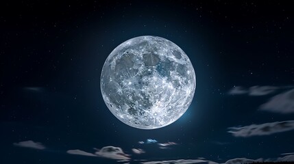 Wall Mural - a serene moonlit night sky with a full moon and scattered clouds perfect for international moon day 