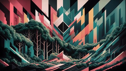 Modern Geometric Background Abstract Nature Forest