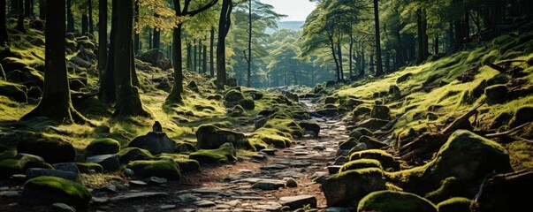 Sticker - Stone Pathway Through a Lush Forest