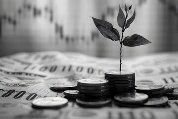 plant growing on coins representing investment growth