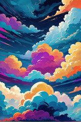 Wall Mural - Cloud background. Painting.