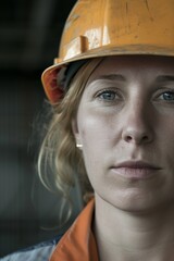 a female hardhat-wearing industrial worker Generative AI