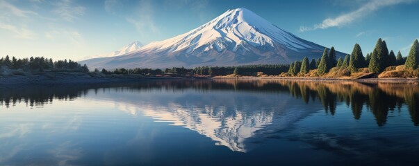 Wall Mural - Mount Fuji Reflection in a Lake