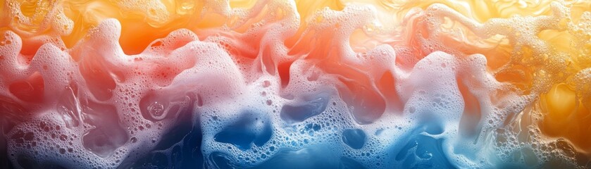 Abstract painterly interpretati colorful background of soap bubbles.