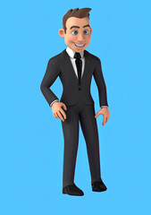 Wall Mural - Fun 3D cartoon business man dancing