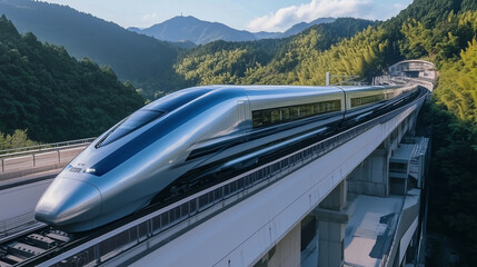 Wall Mural - high speed super fast modern bullet train based on hyper loop system