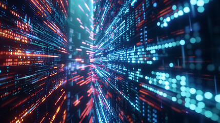Digital transformation concept. System engineering, binary code, programming.