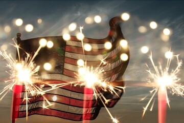 Canvas Print - 4th of July concept with sparkler fireworks.