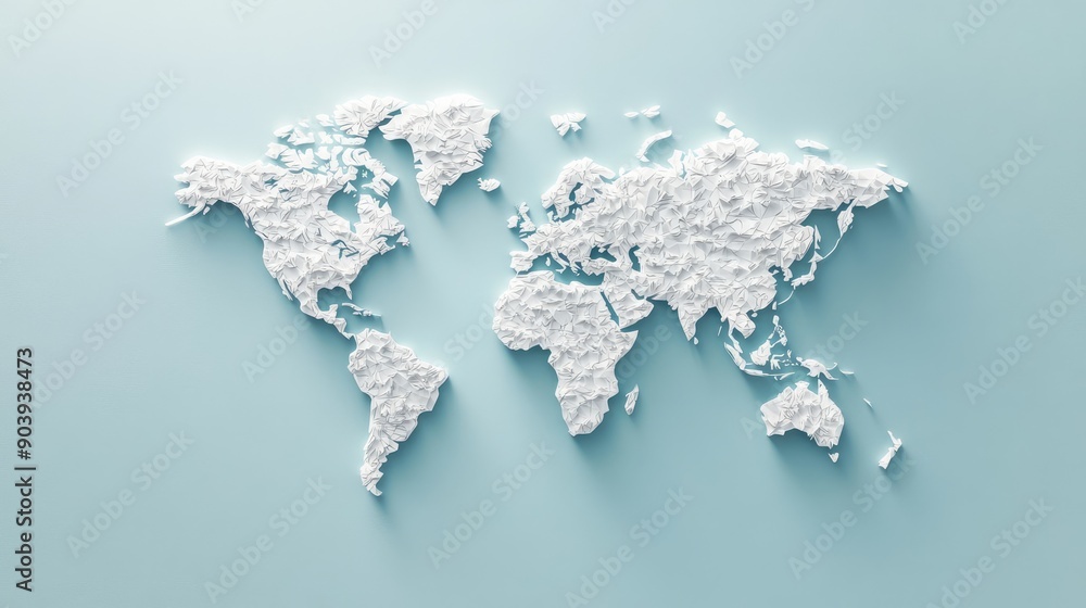 Intricate Paper-Cut World Map for Geography Education with Detailed ...