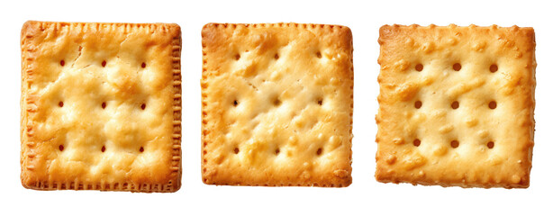 set of three square biscuit top view transparent background