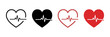 © Munnacreativehub - Heartbeat icon set with pulse line red and black color. Heartbeat pulse flat icon for medical apps and websites. Set of heartbeat icon isolated. Heart shape with pulse line. Vector illustration.