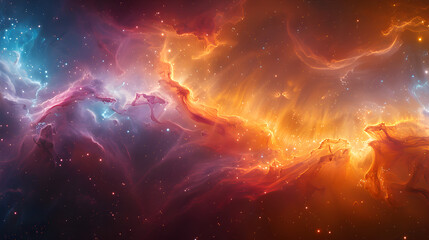 Wall Mural - A swirling nebula with bright, luminescent colors and intricate patterns, representing the chaotic yet beautiful nature of the universe 