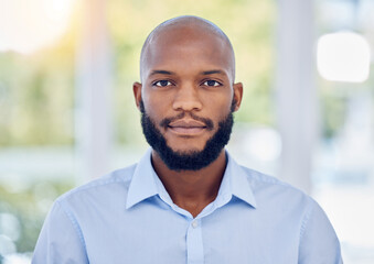 Poster - Business, corporate and portrait of black man in office with company pride, confidence and ambition. Entrepreneur, finance consultant and face of person for career, job opportunity and accounting