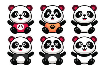 Poster - Cute panda set icon. Animal character illustration design