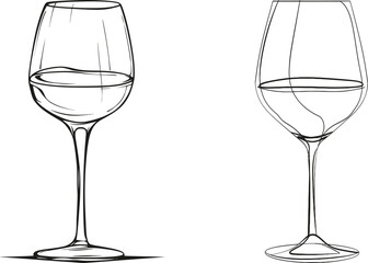 Poster - Drawing of continuous one line with a glass of wine. Isolated on white background. Celebration party concept. Minimalist and stylish art. Modern illustration.