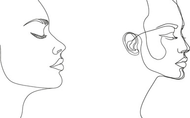 Canvas Print - The face of an abstract woman drawn in one line. A modern minimalist art piece. - Modern illustration, modern style.