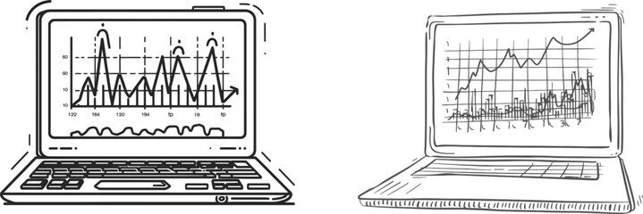 Aufkleber - The concept of the illustration is the growth of stock finance on a white background with one continuous line. Modern illustration of an indicator graph with a continuous line drawn in a minimal