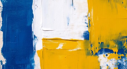 Wall Mural - Blue and yellow brushstrokes form an abstract background.