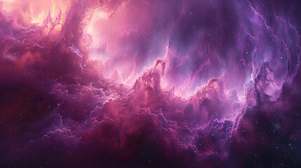 Wall Mural - A vibrant cosmic nebula with swirling masses of bright blues, purples, and pinks, with smoky textures blending seamlessly, representing the awe-inspiring beauty of the universe 