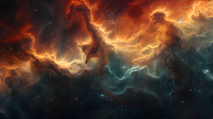 Wall Mural - A swirling nebula featuring bright, glowing hues of green and blue, with wispy, smoky tendrils stretching across the canvas, evoking the boundless nature of the cosmos 