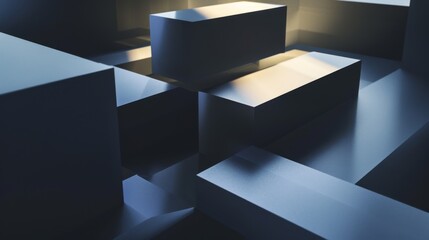 Fototapete - Abstract 3D shapes with shadows and highlights creating a sense of depth.