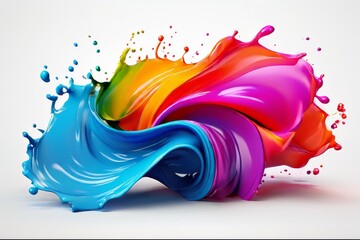 Wall Mural - Abstract background, wallpaper, broad lines, waves, spiral. splashes of multicolored bright inks, paints, on a white background. 