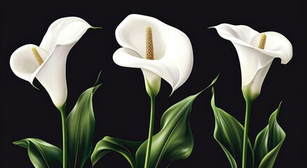 Wall Mural - White flowers on white backgrounds adorn a set of canvases.