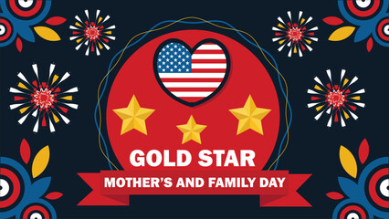 Wall Mural - Gold Star Mother’s and Family Day geometric shapes and vibrant colors on a horizontal background. Happy Gold Star Mother’s and Family Day modern minimal poster.